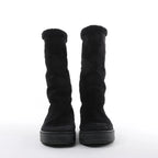 Louis Vuitton Breezy line 19-year Monogram Suede x Sheepskin Boots in Black CL0169, Size 38 EU