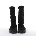 Louis Vuitton Breezy line 19-year Monogram Suede x Sheepskin Boots in Black CL0169, Size 38 EU