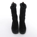 Louis Vuitton Breezy line 19-year Monogram Suede x Sheepskin Boots in Black CL0169, Size 38 EU