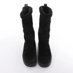 Louis Vuitton Breezy line 19-year Monogram Suede x Sheepskin Boots in Black CL0169, Size 38 EU