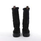 Louis Vuitton Breezy line 19-year Monogram Suede x Sheepskin Boots in Black CL0169, Size 38 EU