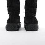 Louis Vuitton Breezy line 19-year Monogram Suede x Sheepskin Boots in Black CL0169, Size 38 EU