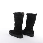 Louis Vuitton Breezy line 19-year Monogram Suede x Sheepskin Boots in Black CL0169, Size 38 EU