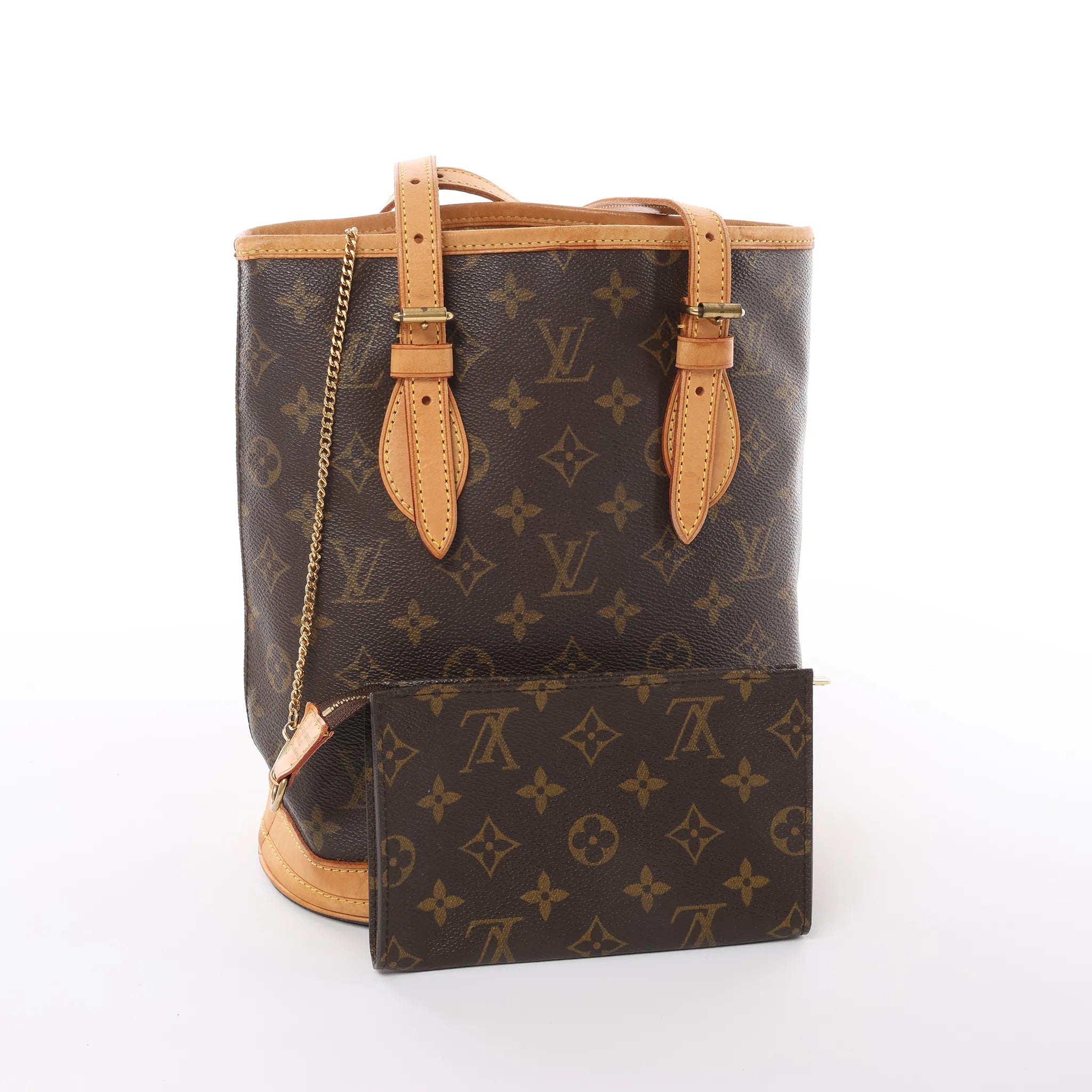 Louis Vuitton Bucket PM Monogram Canvas Shoulder Bag in Brown M42238