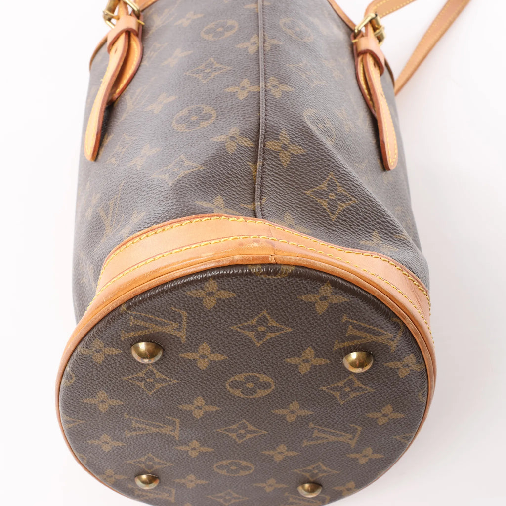 Louis Vuitton Bucket PM Monogram Canvas Shoulder Bag in Brown M42238