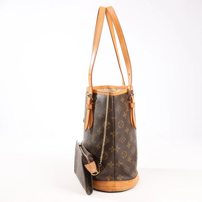 Louis Vuitton Monogram Canvas Bucket PM Shoulder Bag in Brown M42238