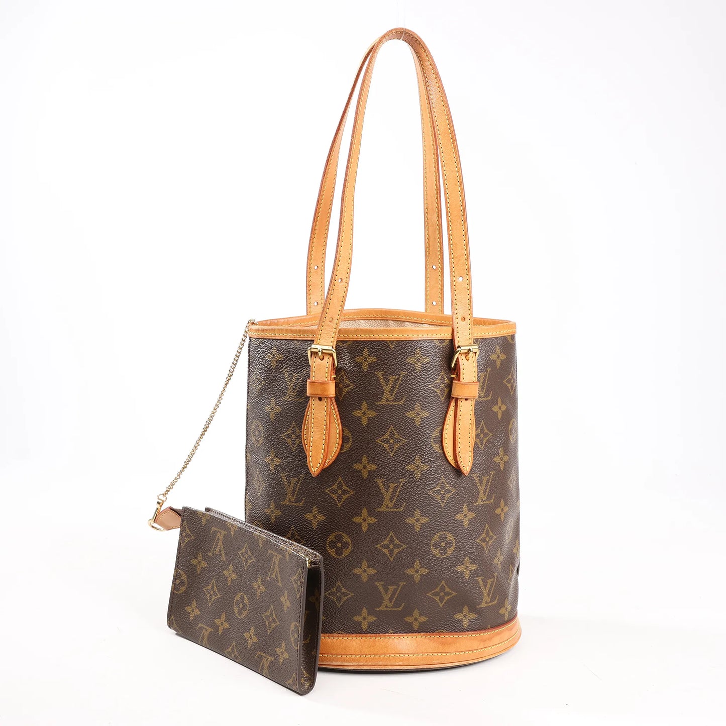 Louis Vuitton Monogram Canvas Bucket PM Shoulder Bag in Brown M42238