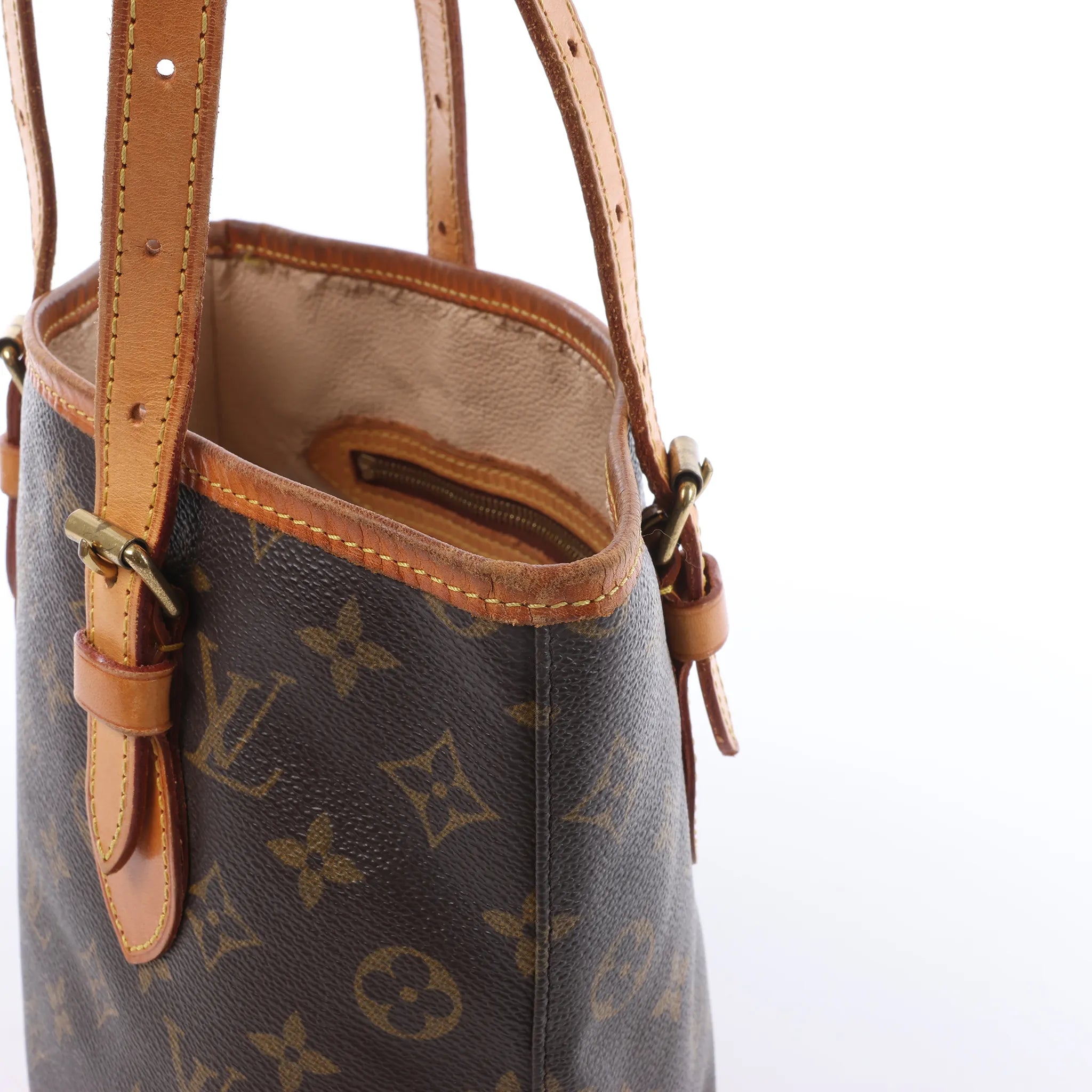 Louis Vuitton Bucket PM Monogram Canvas Shoulder Bag in Brown M42238
