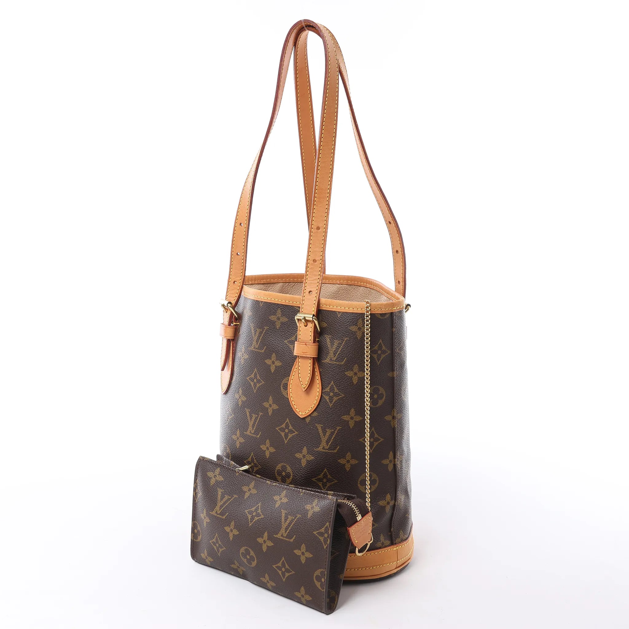 Louis Vuitton Bucket PM Monogram Canvas Shoulder Bag in Brown M42238