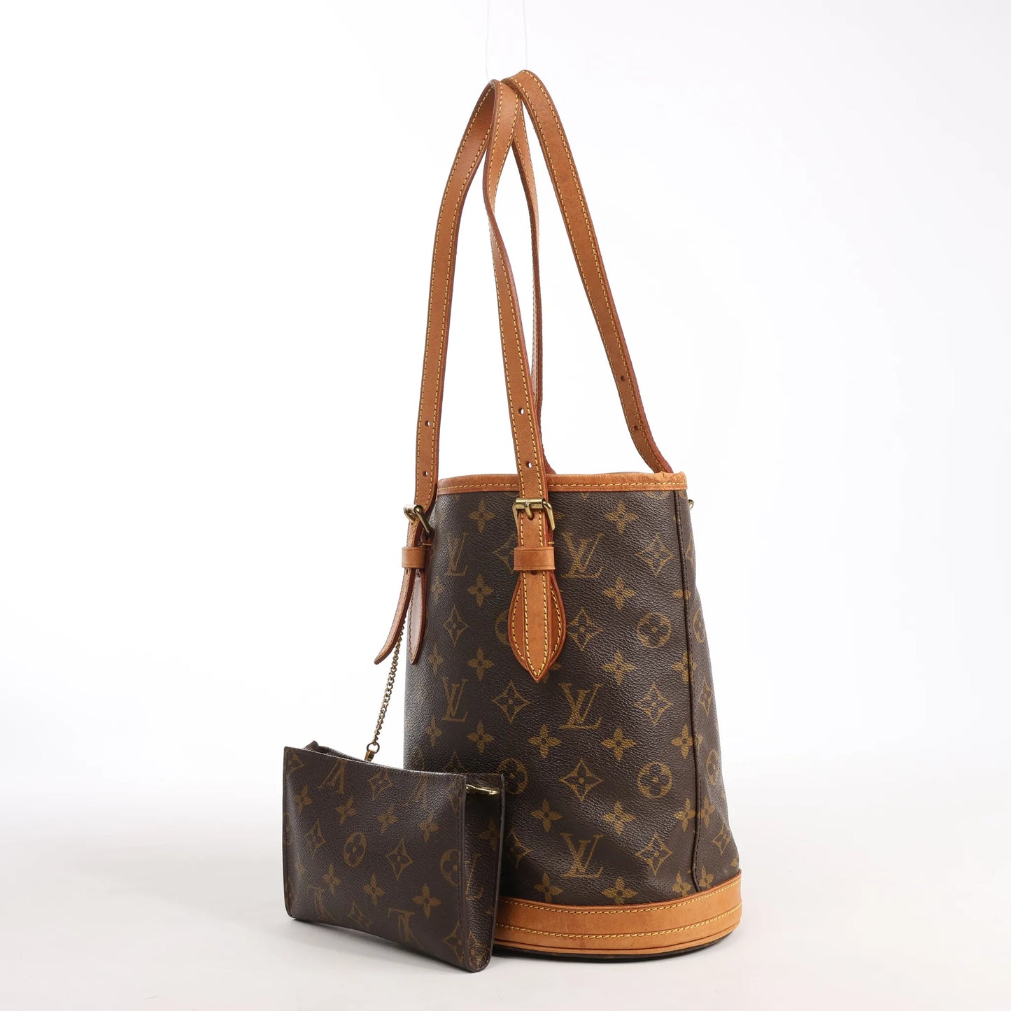 Louis Vuitton Bucket PM Monogram Canvas Shoulder Bag in Brown M42238