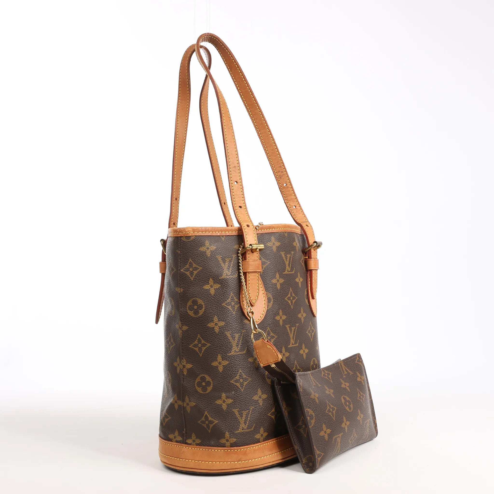 Louis Vuitton Bucket PM Monogram Canvas Shoulder Bag in Brown M42238