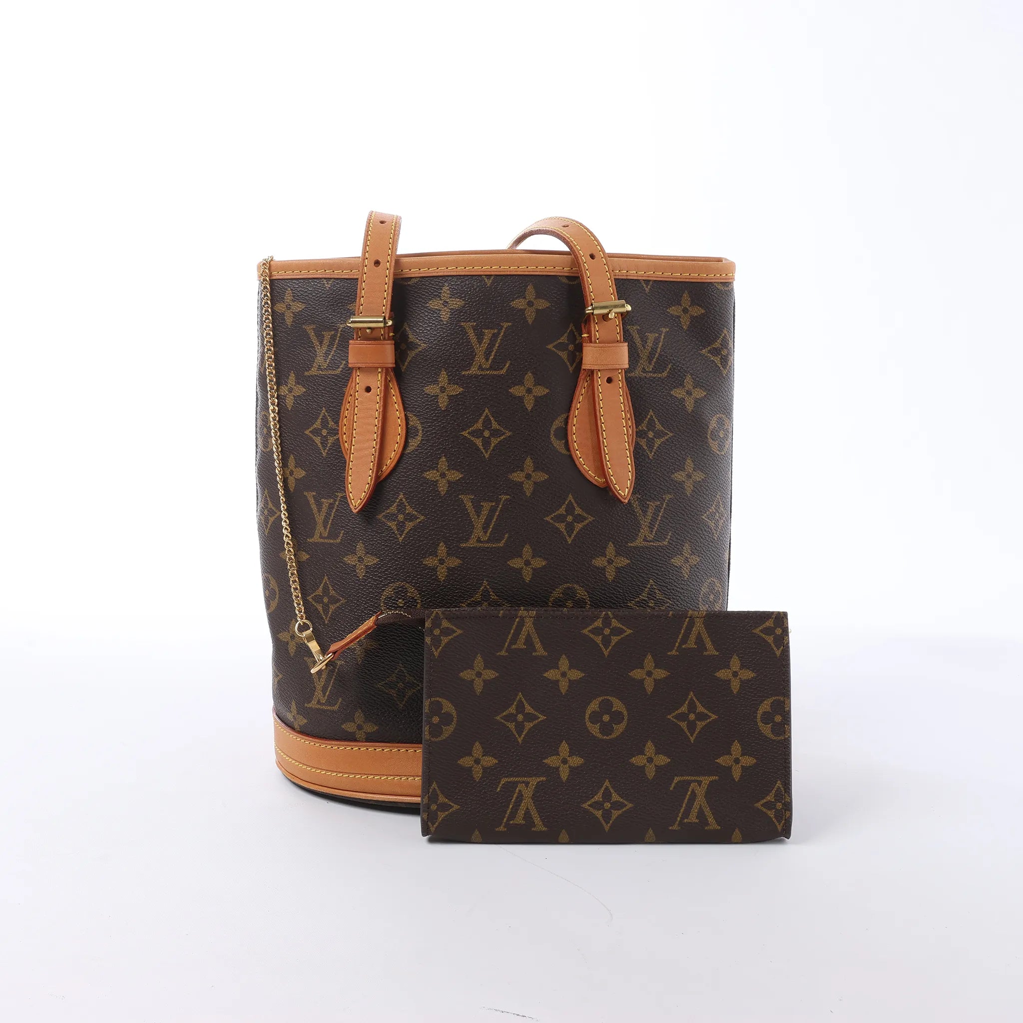 Louis Vuitton Bucket PM Monogram Canvas Shoulder Bag in Brown M42238