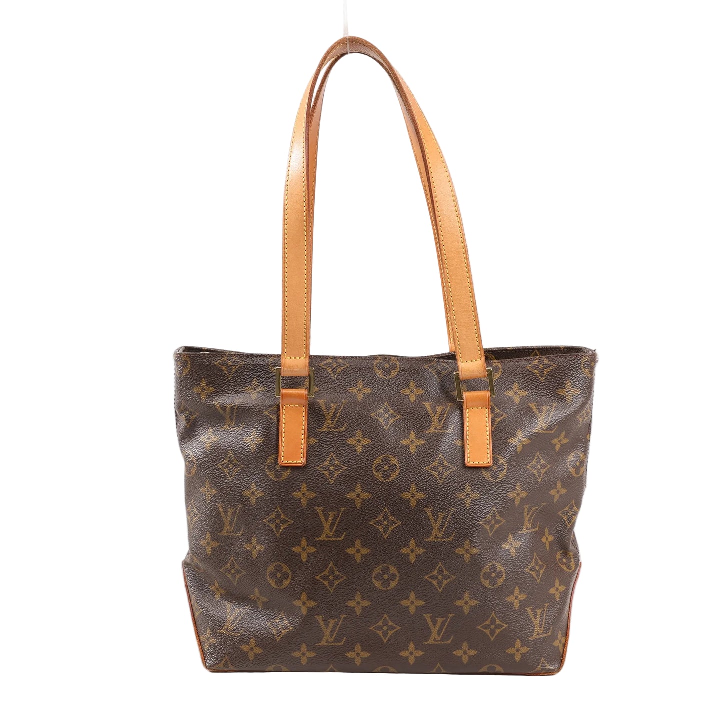 Louis Vuitton Cabas Piano Shoulder Bag M51148 in brown Monogram canvas with natural leather dual shoulder straps and structured rectangular silhouette.