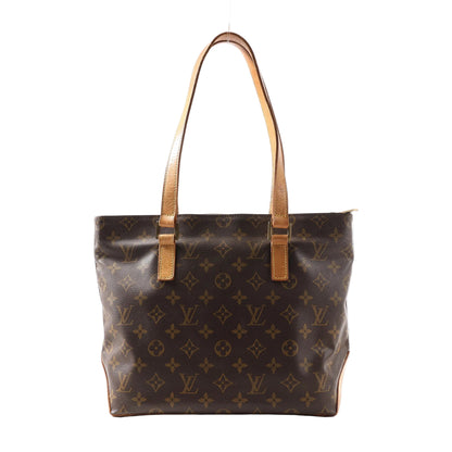 Louis Vuitton Cabas Piano Shoulder Bag M51148 in brown Monogram canvas with natural leather shoulder straps, zip-top closure, and structured rectangular silhouette.
