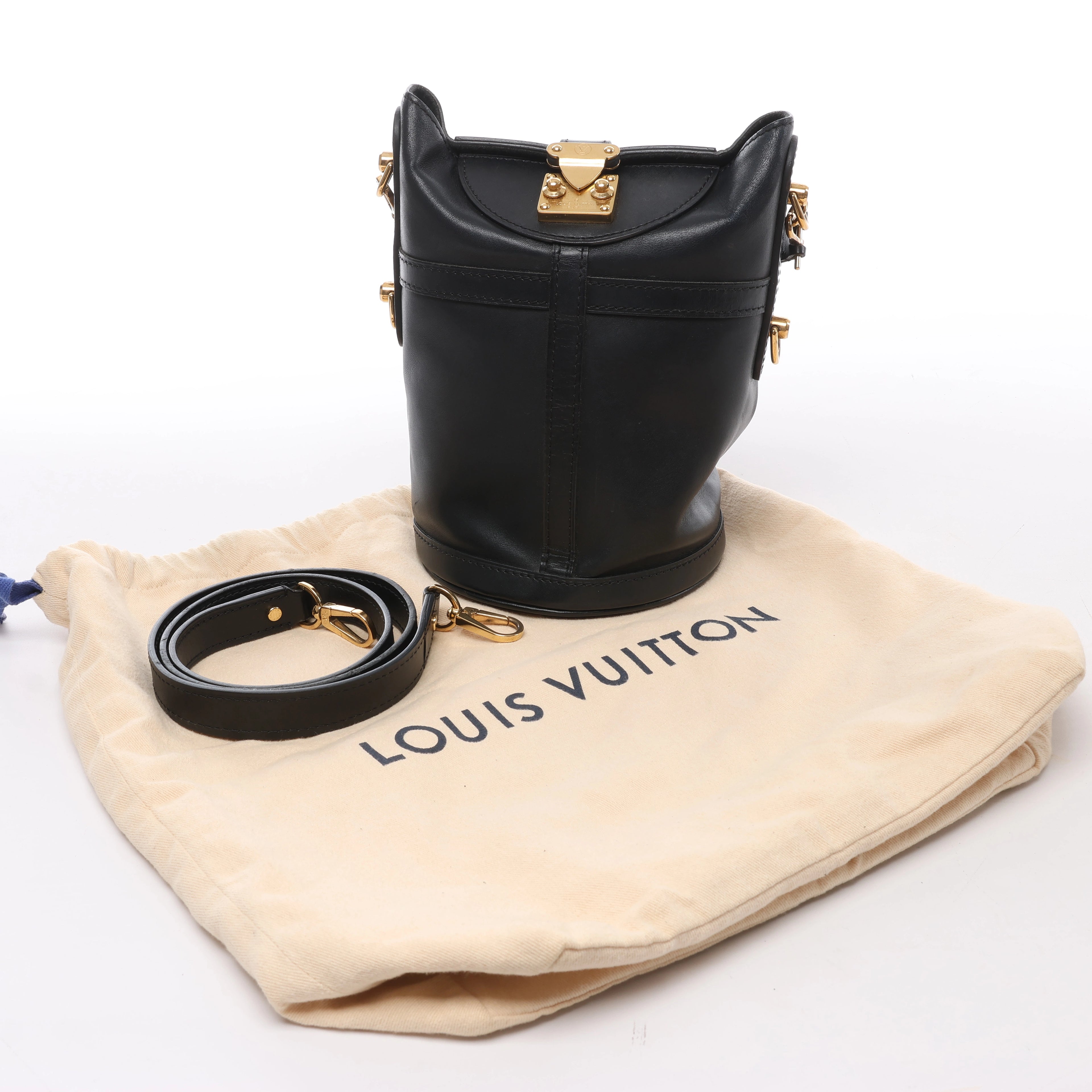 Louis Vuitton Duffle PM Leather 2Way Handbag in Black
