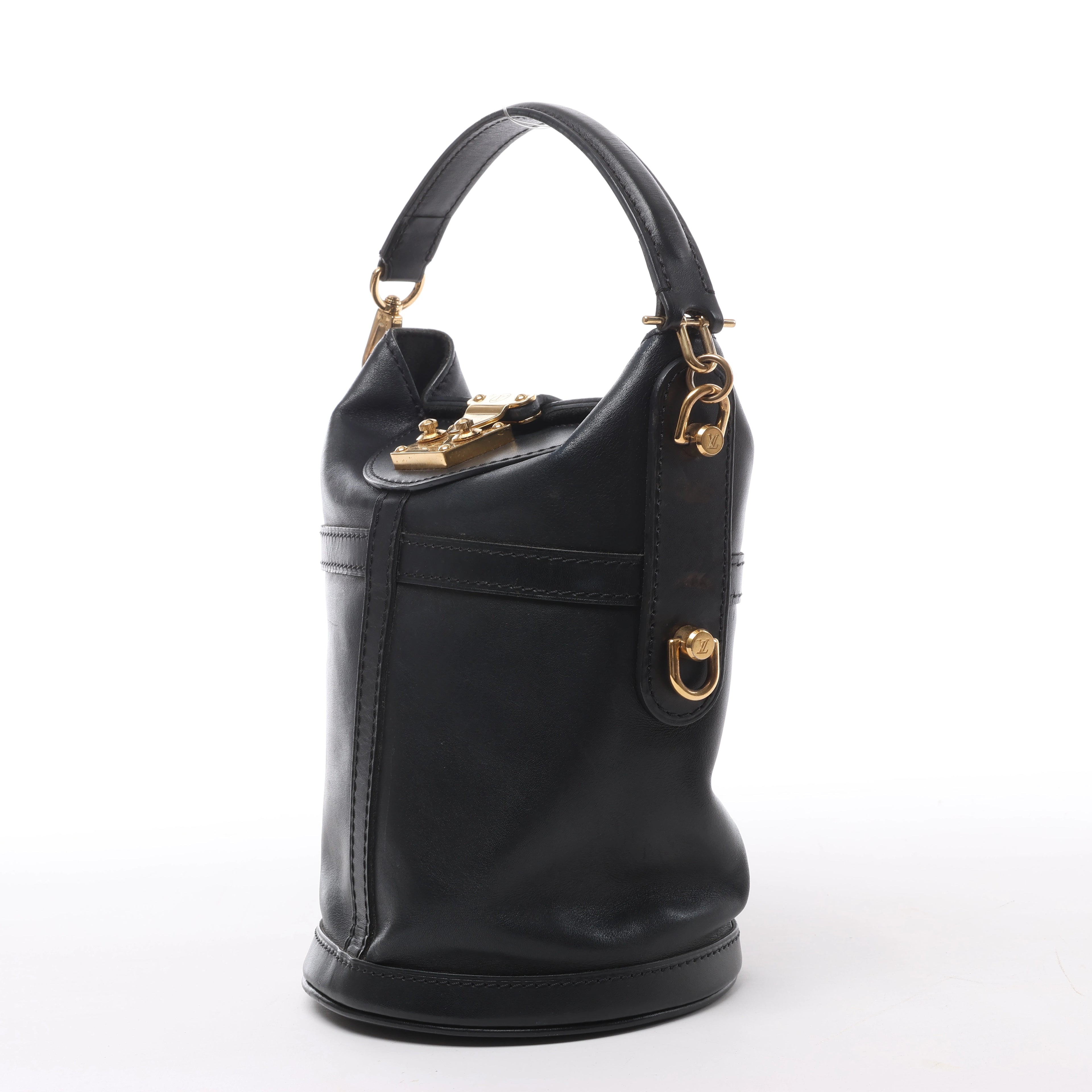 Louis Vuitton Duffle PM Leather 2Way Handbag in Black