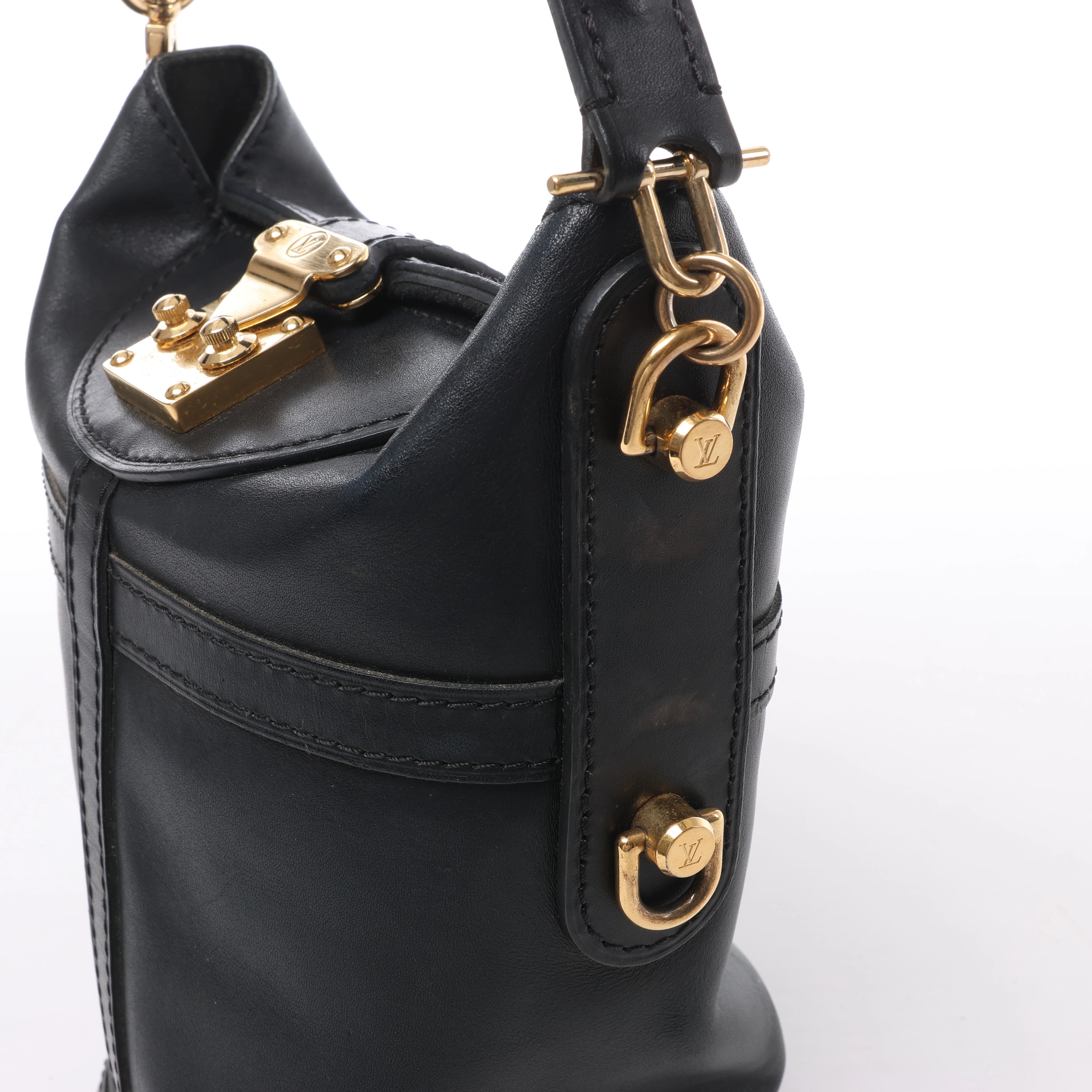 Louis Vuitton Duffle PM Leather 2Way Handbag in Black
