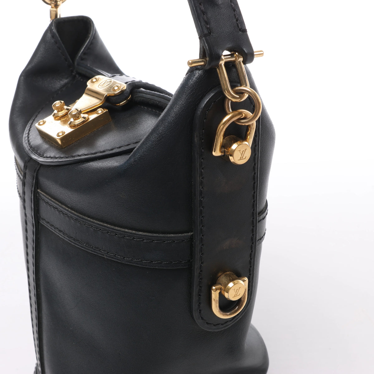 Louis Vuitton Duffle PM Leather 2Way Handbag in Black