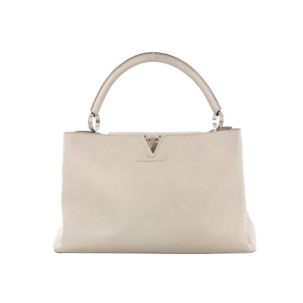 Louis Vuitton Capucines GM Taurillon Leather Handbag in Beige
