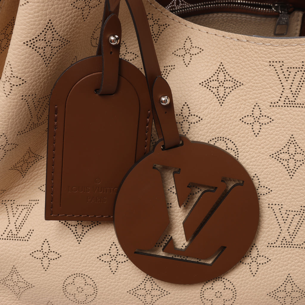Louis Vuitton Carmel Perforated Mahina Leather Hobo Shoulder Bag in in Beige Crème M53188