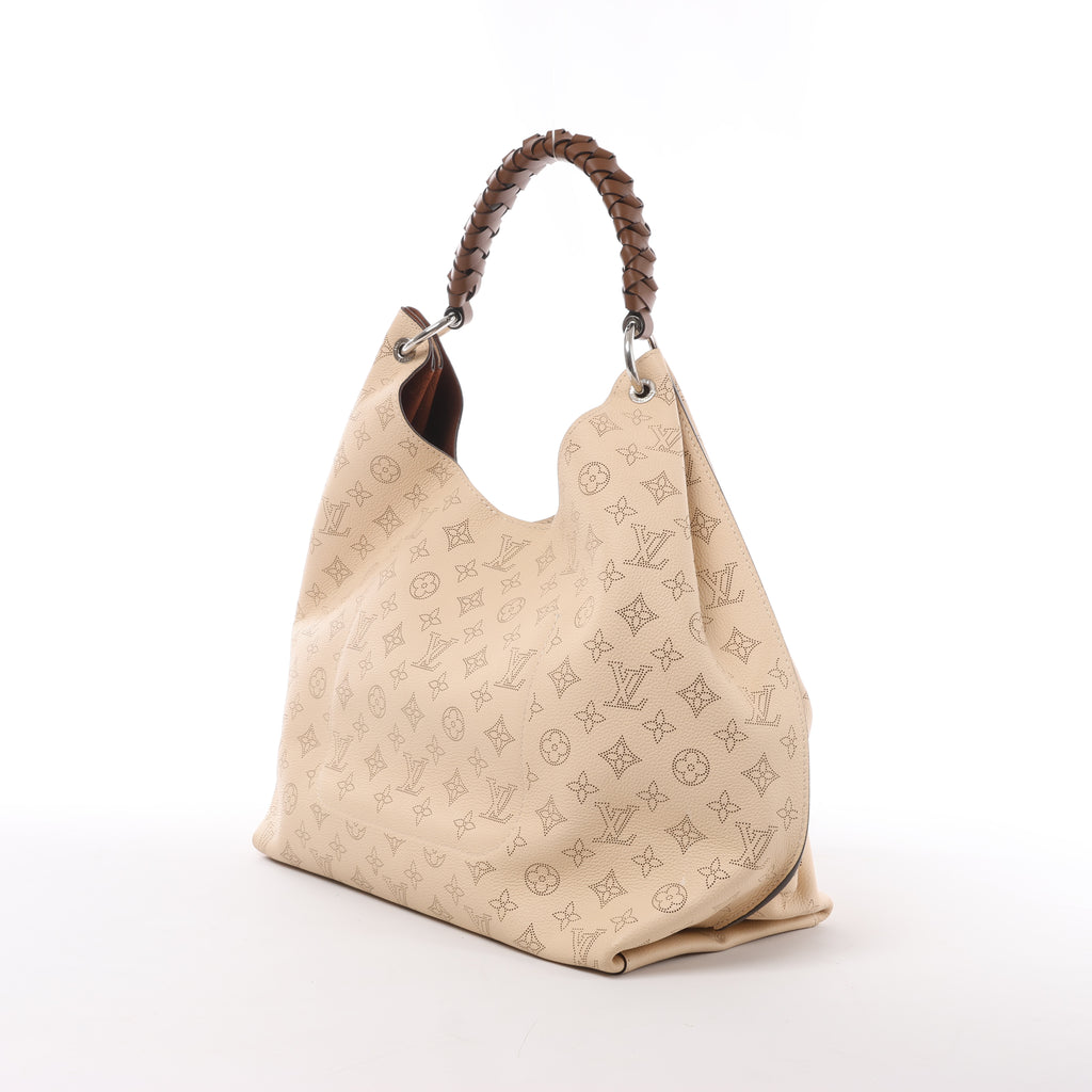 Louis Vuitton Carmel Perforated Mahina Leather Hobo Shoulder Bag in in Beige Crème M53188
