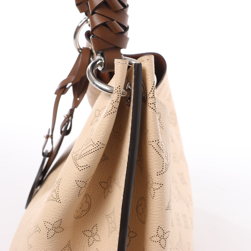 Louis Vuitton Carmel Perforated Mahina Leather Hobo Shoulder Bag in in Beige Crème M53188