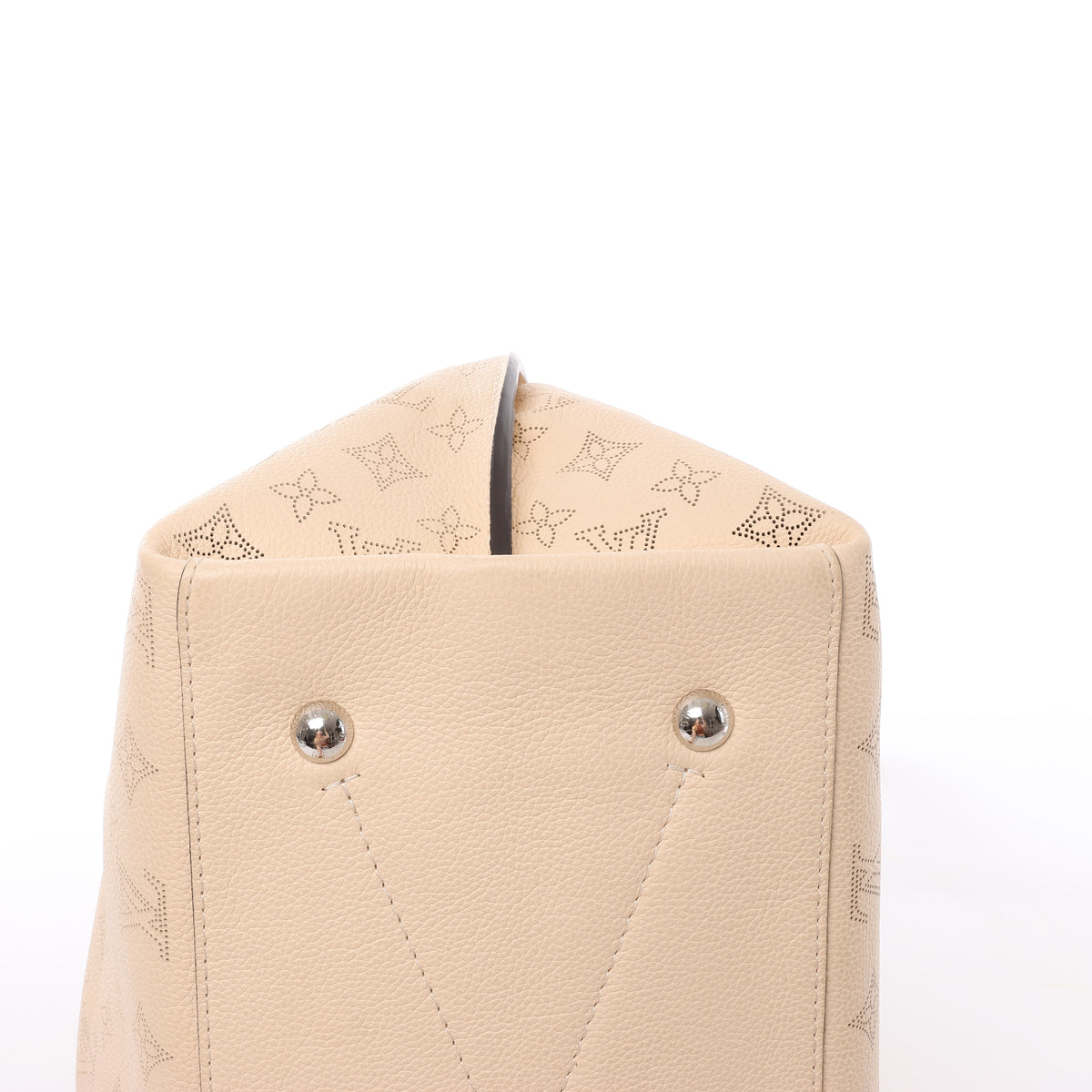 Louis Vuitton Carmel Perforated Mahina Leather Hobo Shoulder Bag in in Beige Crème M53188