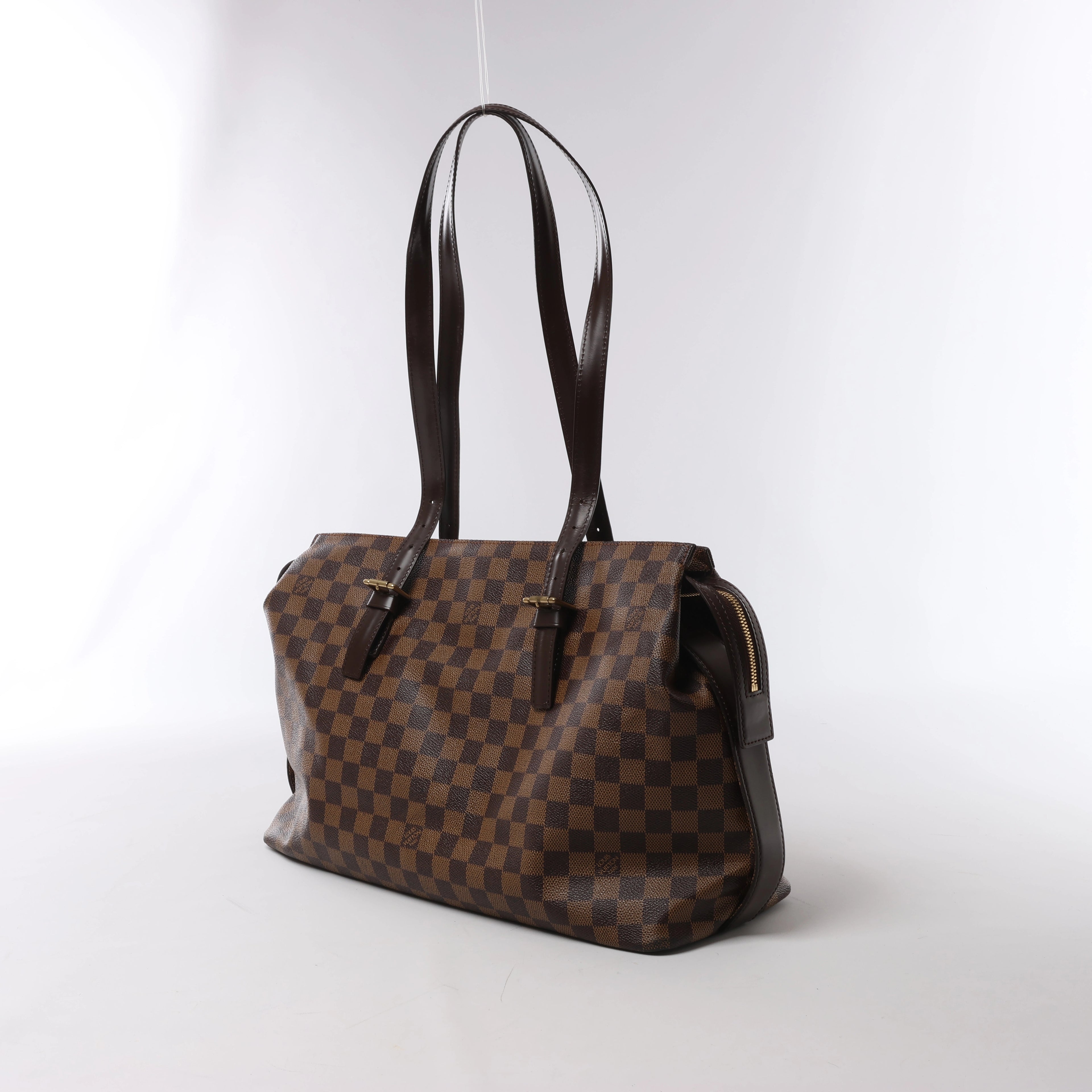 Bolso de hombro Louis Vuitton Chelsea Damier Ebene en marrón N51119