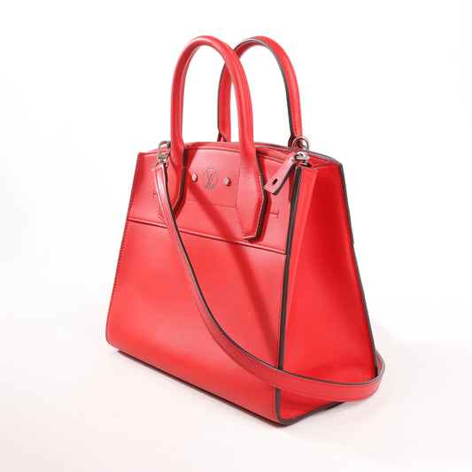 Louis Vuitton City Steamer PM Taurillon 2Way Handbag in Red M51030