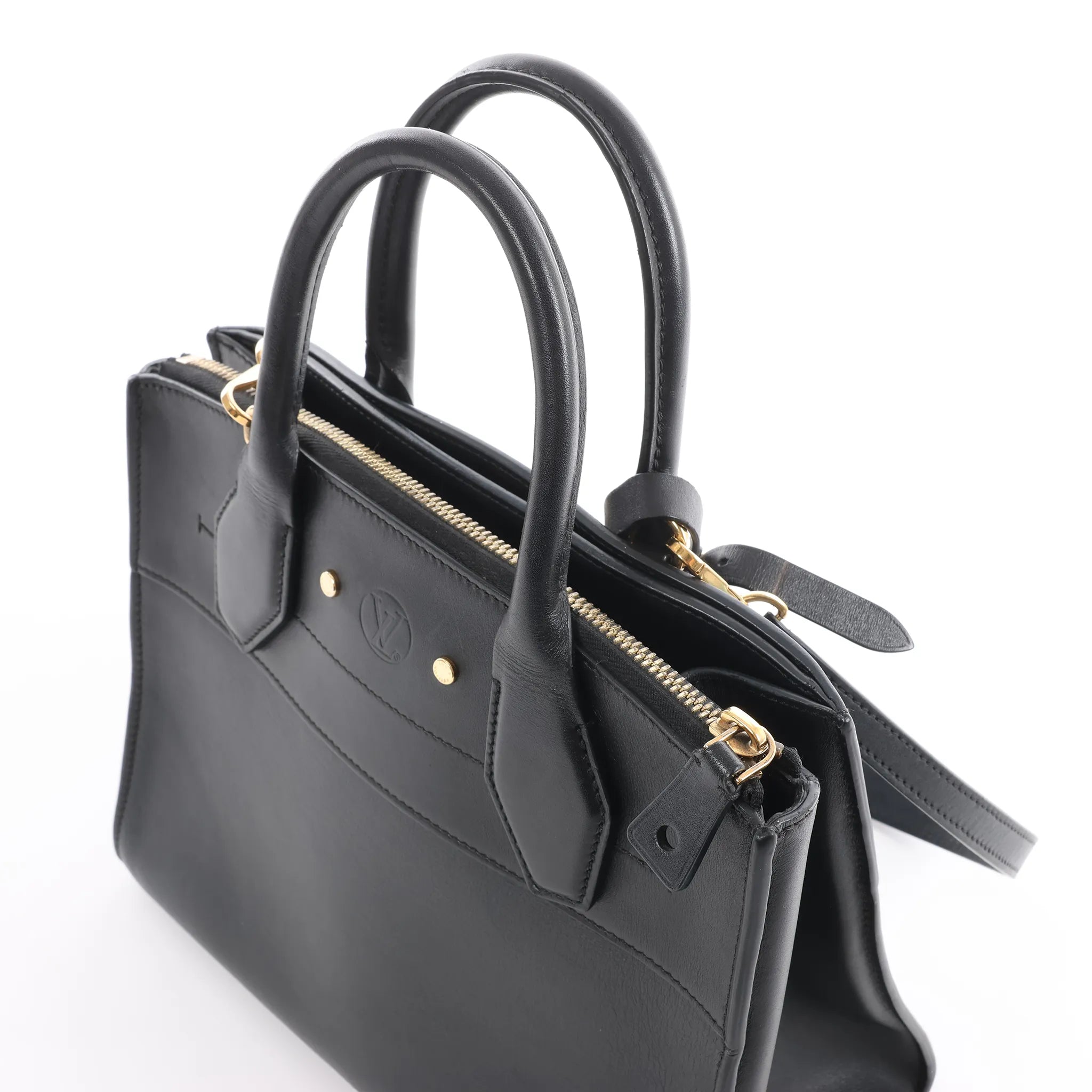 Louis Vuitton City Steamer PM Taurillon 2Way Handbag in Black M53028