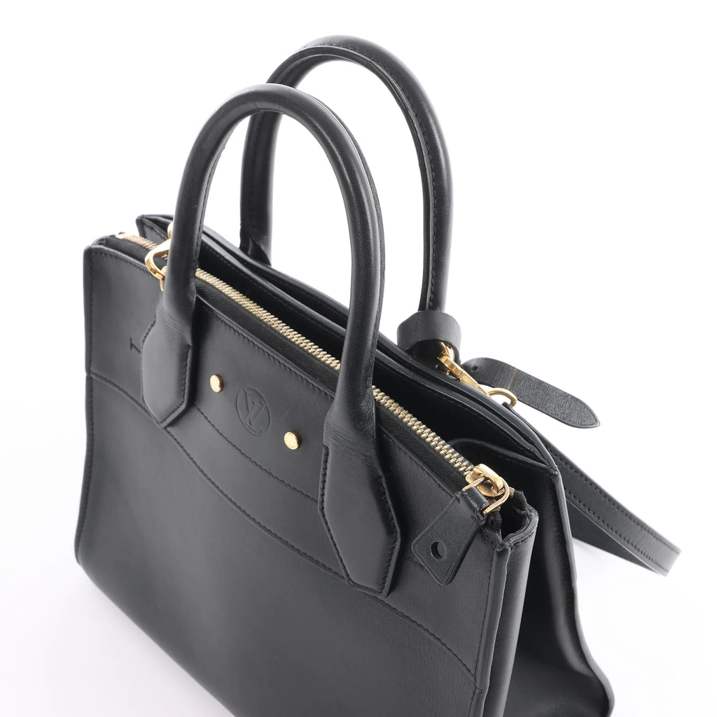 Louis Vuitton City Steamer PM Taurillon 2Way Handbag in Black M53028