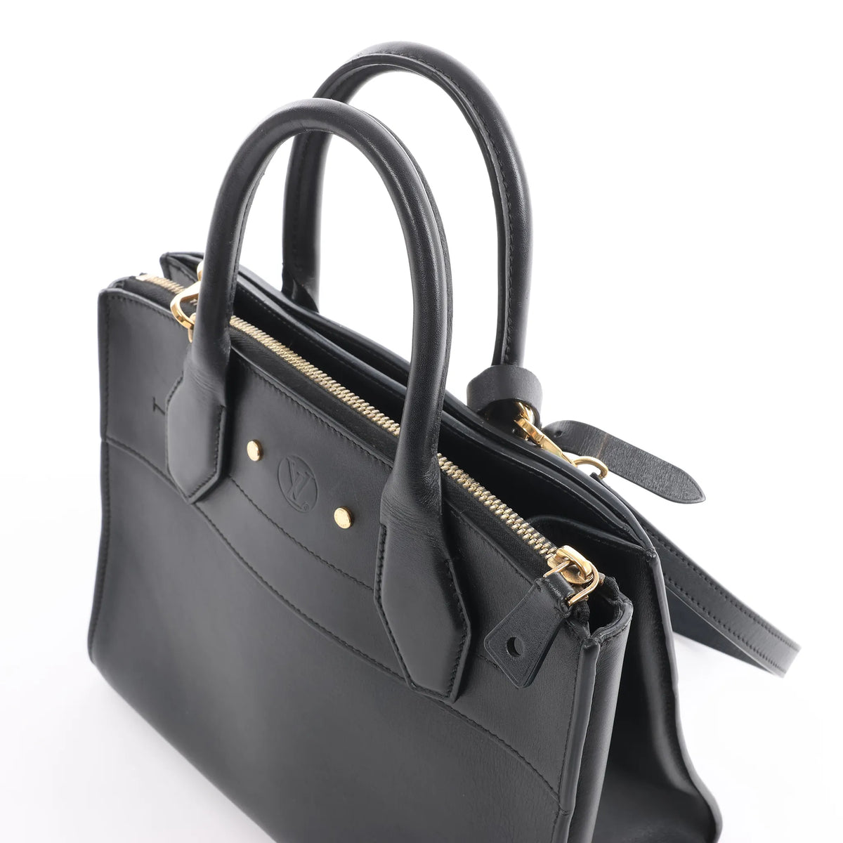 Louis Vuitton City Steamer PM Taurillon 2Way Handbag in Black M53028