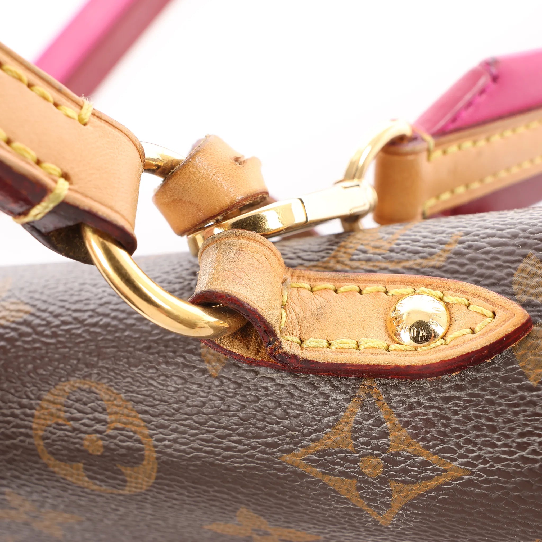 Louis Vuitton Cluny BB Monogram Canvas 2Way Handbag in Brown x Pink M42738