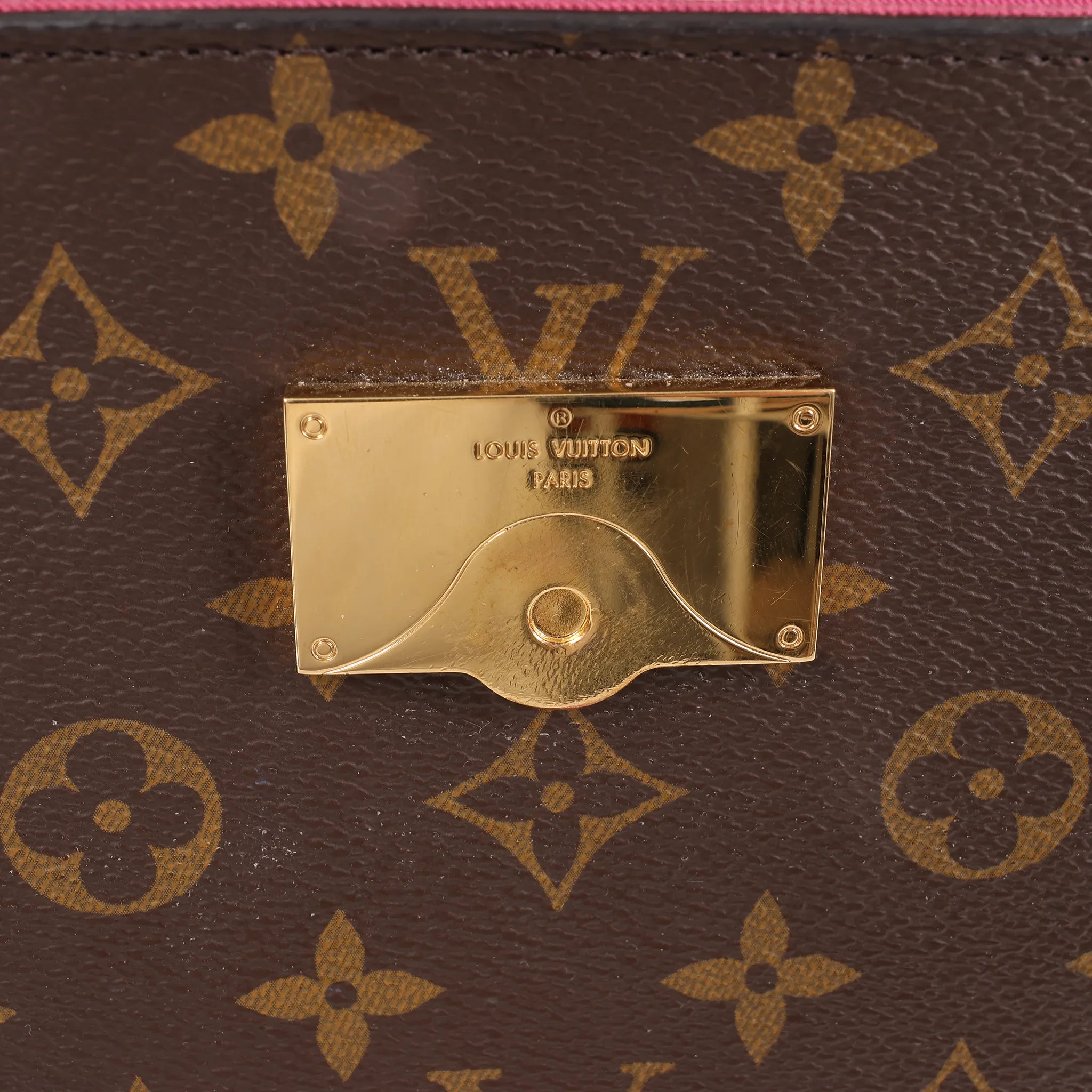 Louis Vuitton Cluny BB Monogram Canvas 2Way Handbag in Brown x Pink M42738
