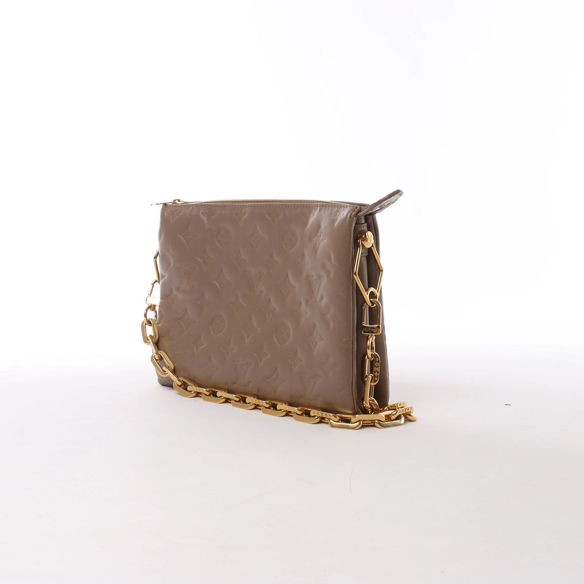Louis Vuitton Coussin PM Monogram Embossed Shoulder Bag in Beige M21263