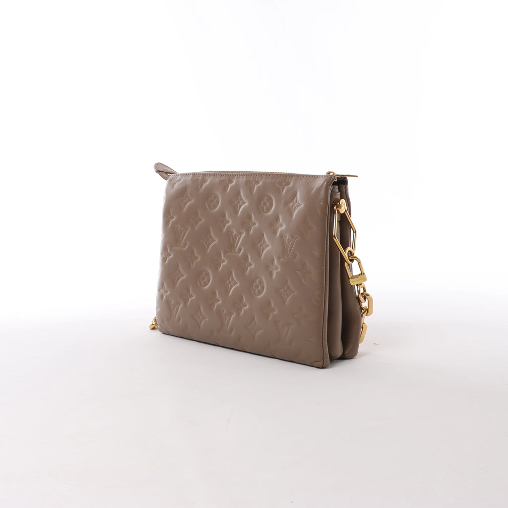Louis Vuitton Coussin PM Monogram Embossed Shoulder Bag in Beige M21263