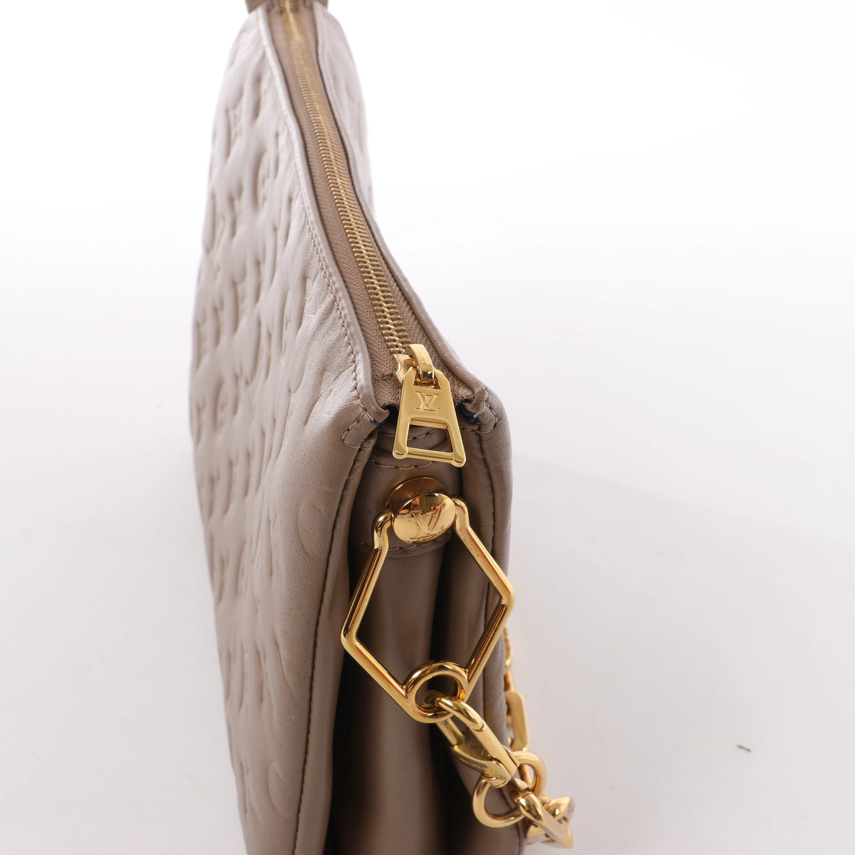 Louis Vuitton Coussin PM Monogram Embossed Shoulder Bag in Beige M21263