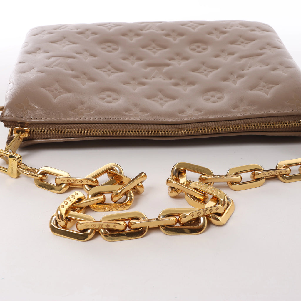 Louis Vuitton Coussin PM Monogram Embossed Shoulder Bag in Beige M21263