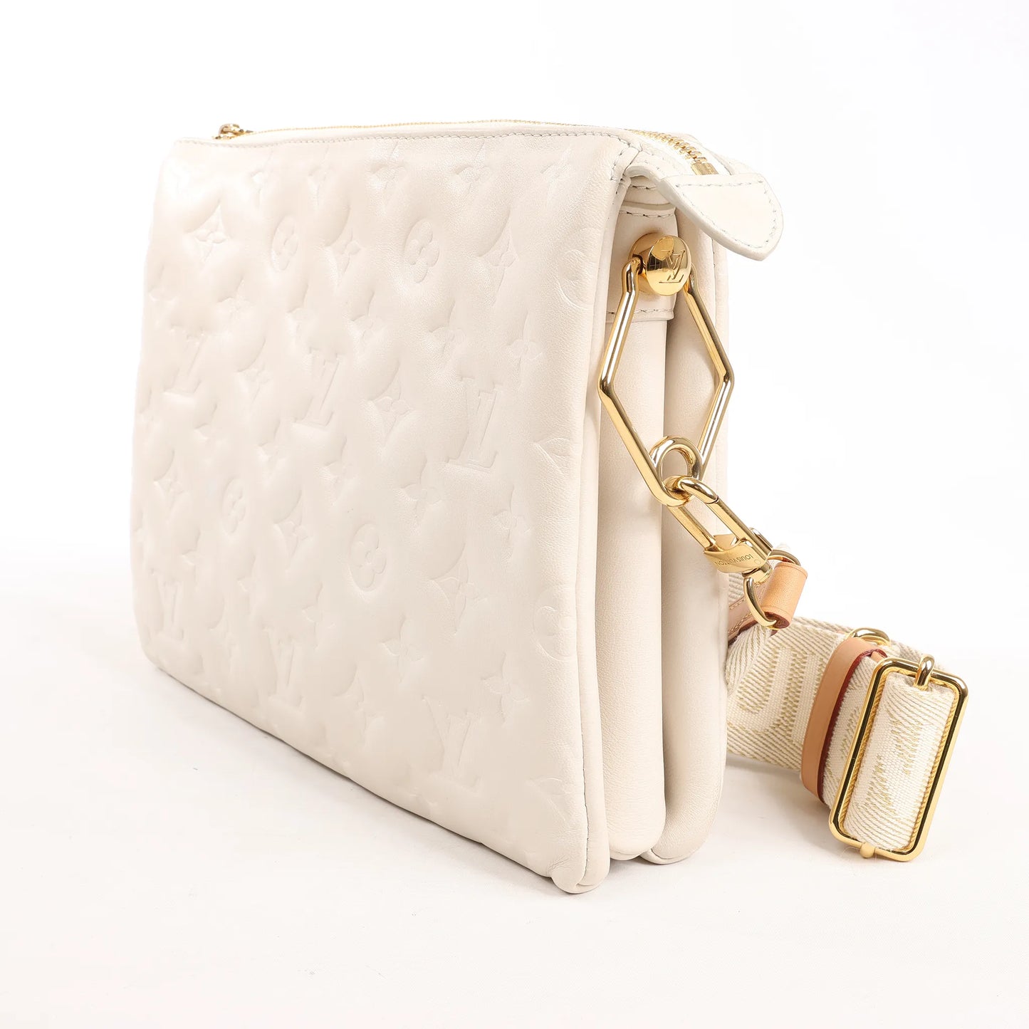 Louis Vuitton Coussin PM Monogram Embossed Crossbody Bag in White M57793
