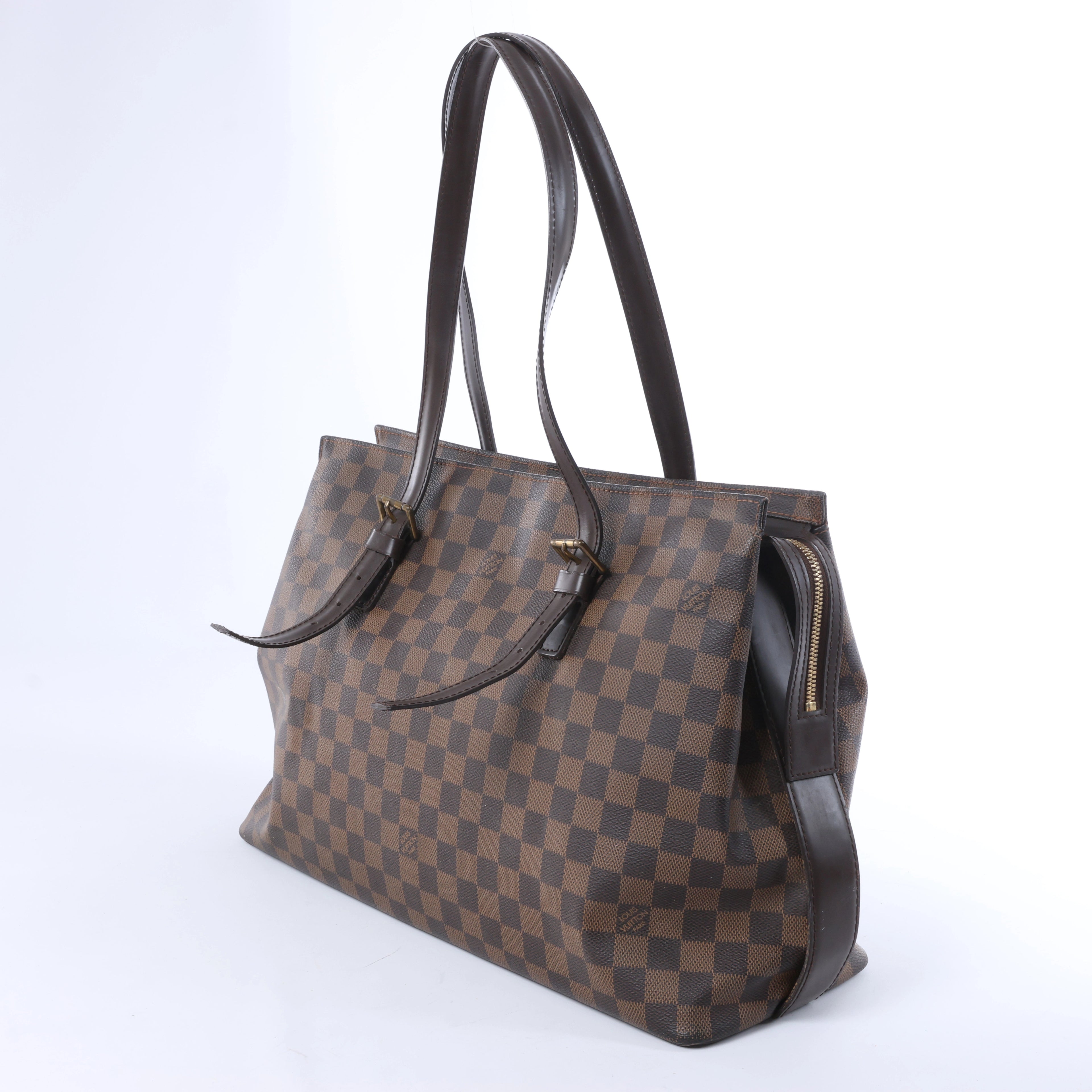 Bolso de hombro Louis Vuitton Chelsea Damier Ebene en marrón N51119