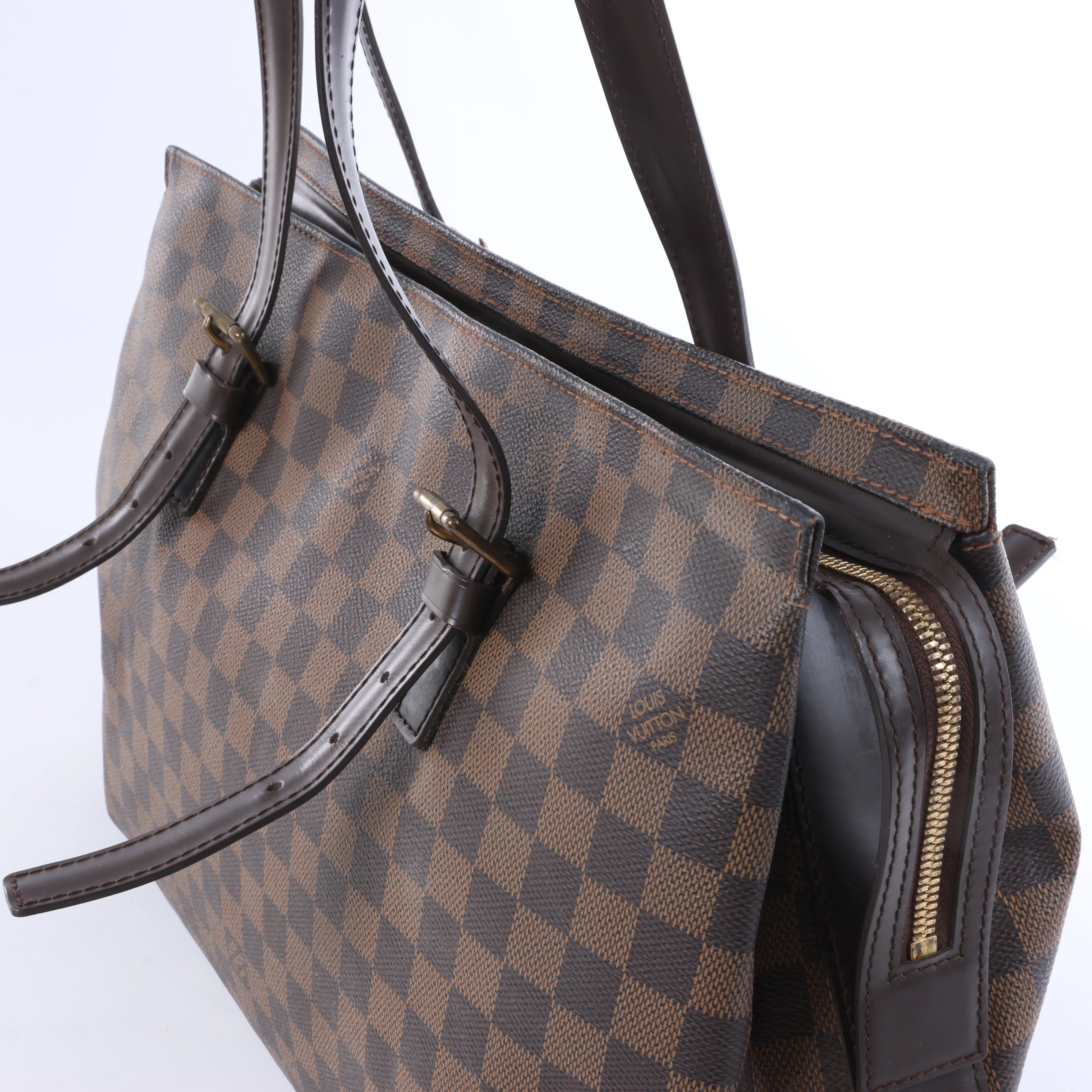 Bolso de hombro Louis Vuitton Chelsea Damier Ebene en marrón N51119