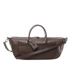 Louis Vuitton Dhanur GM brown Epi leather 2-way handbag with textured horizontal grain, top zipper closure, two top handles, detachable shoulder strap, and hanging leather tag, shown on a white background.