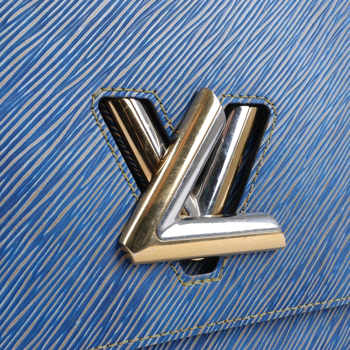 Louis Vuitton Epi Leather Twist Shoulder Bag GM in Denim Blue