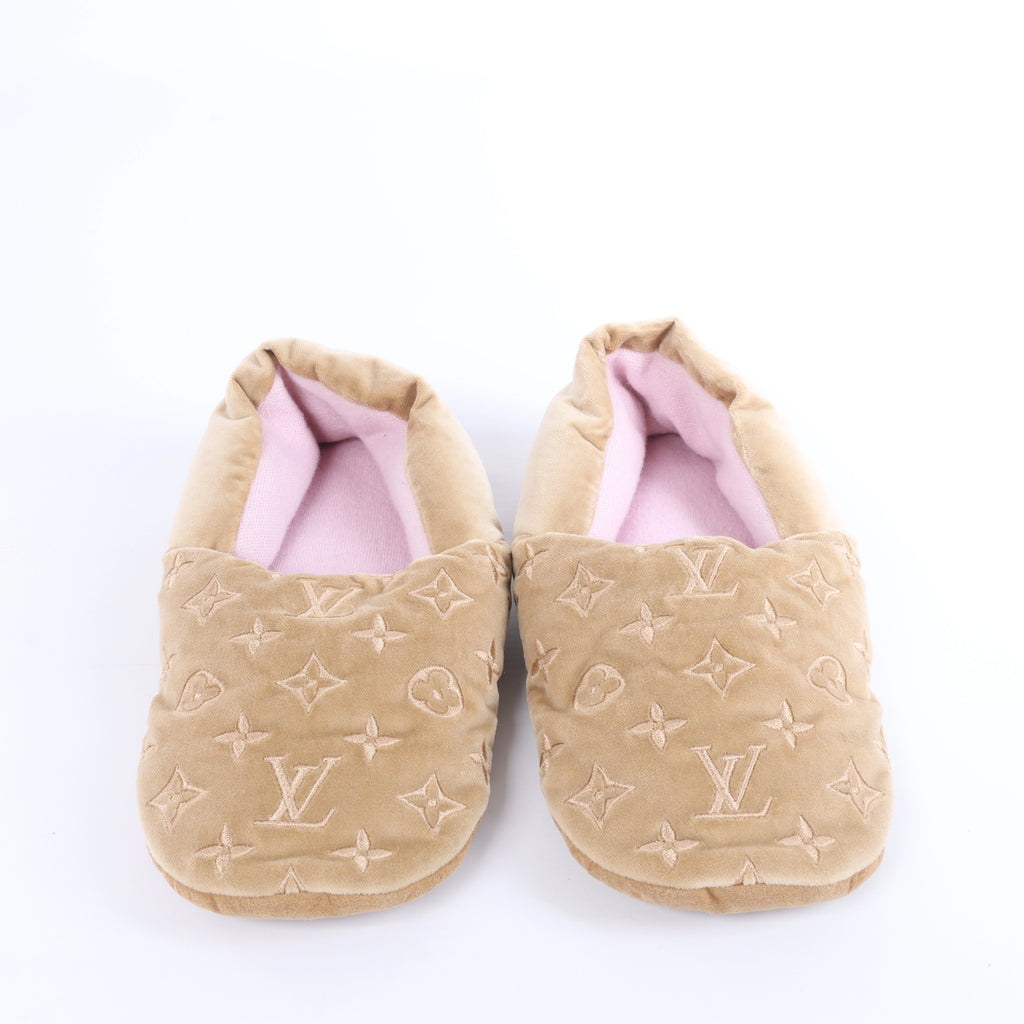 Louis Vuitton Dreamyline Monogram Fabric Slipper in Beige×Pink, Size EU 39
