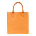 Louis Vuitton Sac Plat PM orange Epi leather handbag with structured rectangular shape, two top handles and gold-tone hardware.