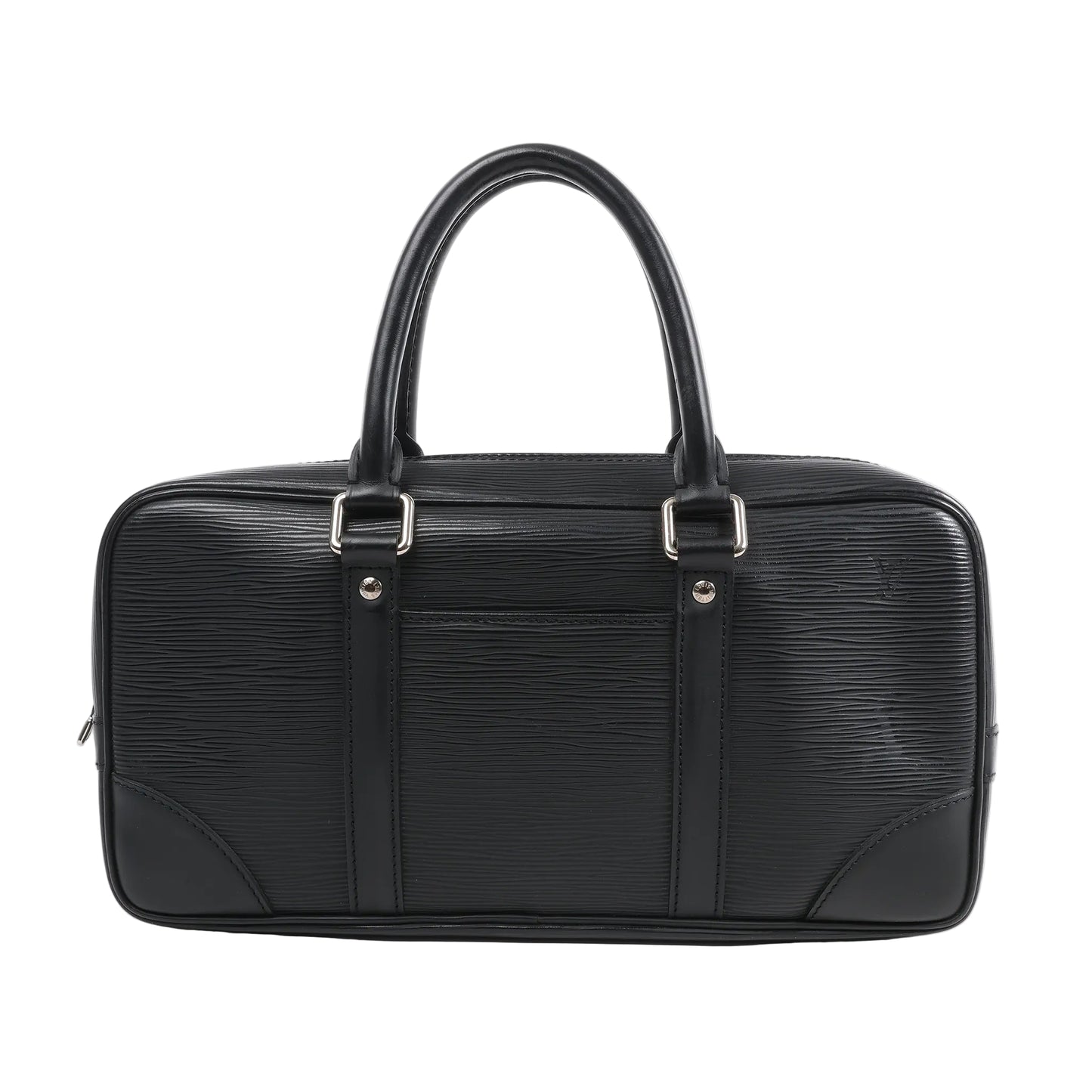 Louis Vuitton Epi Vivienne Long Handbag M59112 in black textured Epi leather with dual top handles, silver-tone hardware, and structured rectangular shape, displayed against a white background.