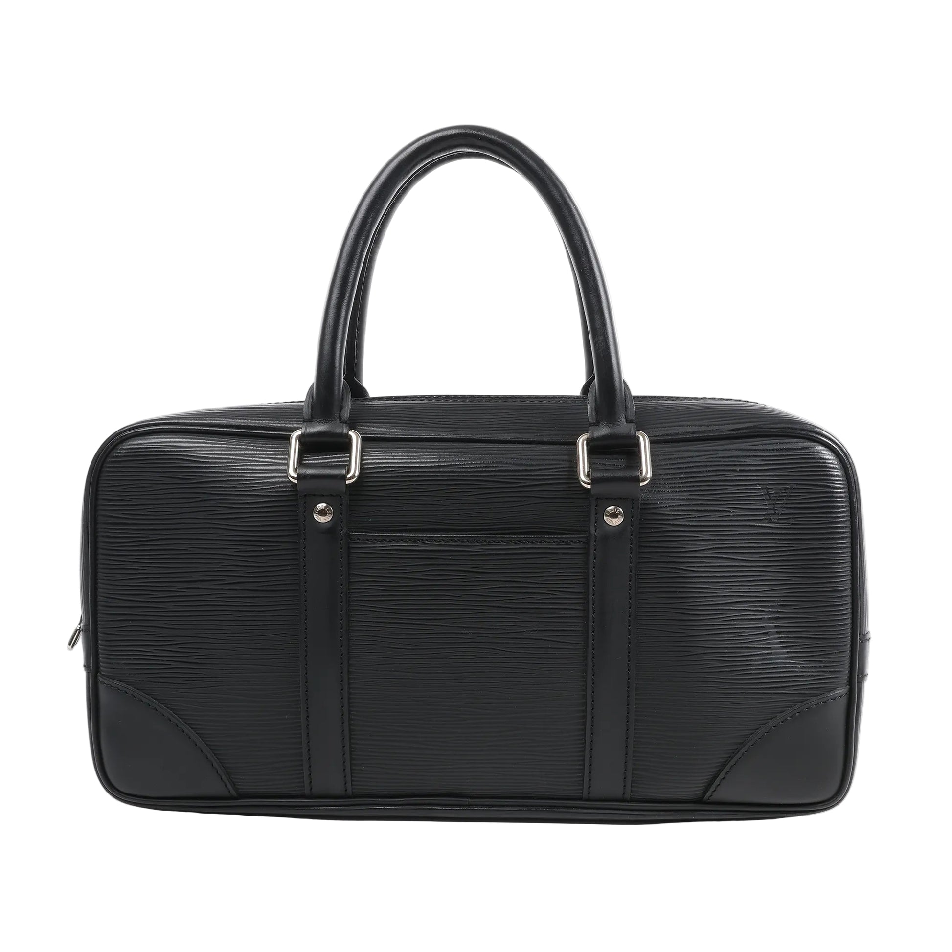 Louis Vuitton Epi Vivienne Long Handbag M59112 in black textured Epi leather with dual top handles, silver-tone hardware, and structured rectangular shape, displayed against a white background.