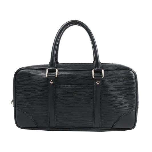 Louis Vuitton Epi Vivienne Long Handbag M59112 in black textured Epi leather with dual top handles, silver-tone hardware, and structured rectangular shape, displayed against a white background.