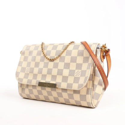 Louis Vuitton Favorite MM Damier Azur Shoulder Bag in Beige N41275