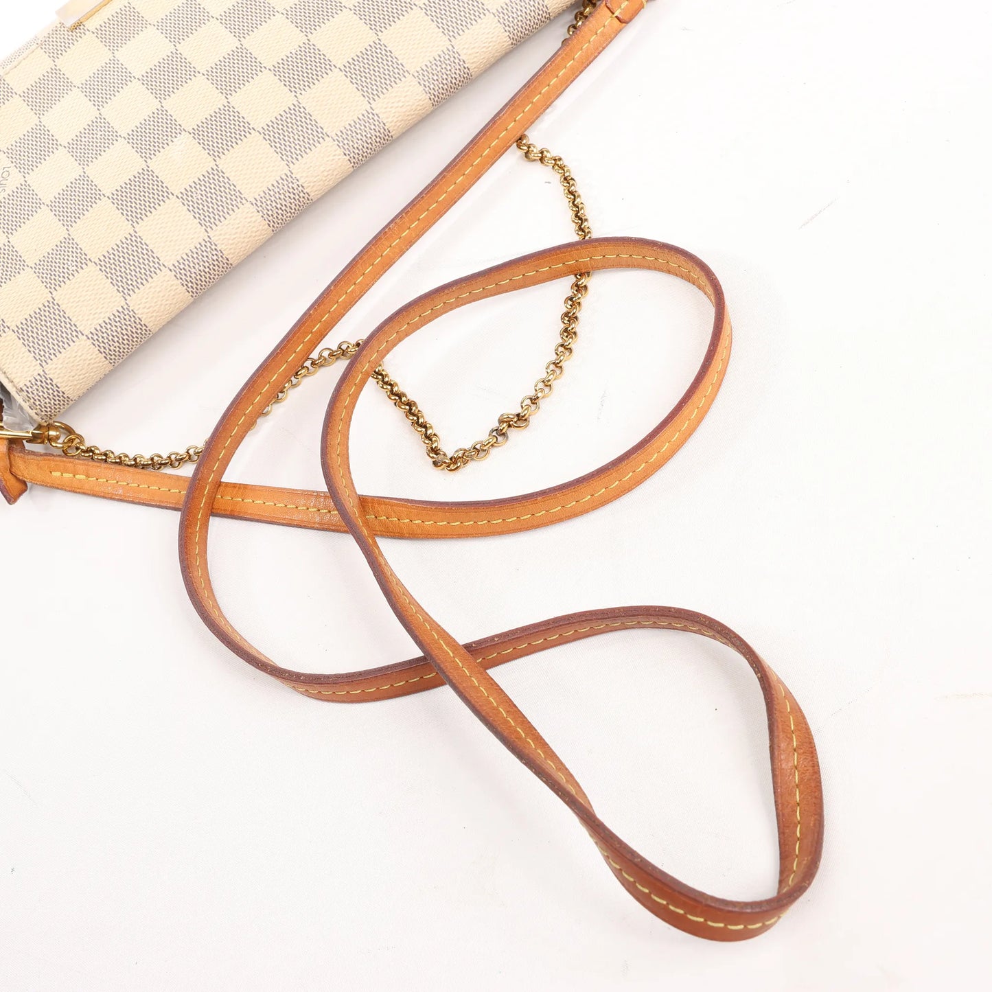 Louis Vuitton Favorite MM Damier Azur Shoulder Bag in Beige N41275